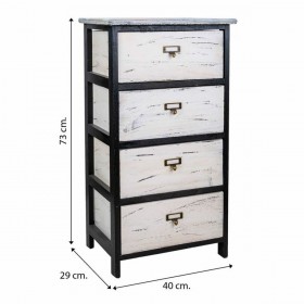 Cassettiera Alexandra House Living Bianco Nero Legno di paulownia 29 x 73 x 40 cm