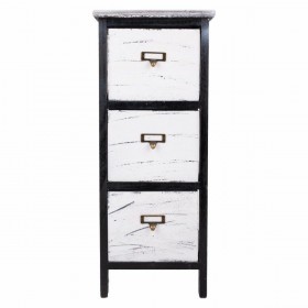 Cassettiera Alexandra House Living Bianco Nero Legno di paulownia 32 x 63 x 26 cm