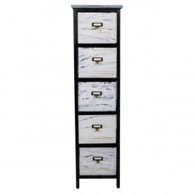 Cassettiera Alexandra House Living Bianco Nero Legno di paulownia 32 x 98 x 26 cm