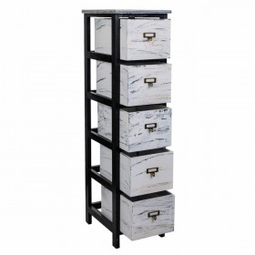 Cassettiera Alexandra House Living Bianco Nero Legno di paulownia 32 x 98 x 26 cm