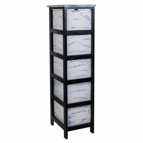Cassettiera Alexandra House Living Bianco Nero Legno di paulownia 32 x 98 x 26 cm