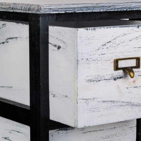 Cassettiera Alexandra House Living Bianco Nero Legno di paulownia 32 x 98 x 26 cm