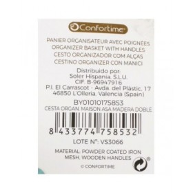Cestino Multiuso Confortime Legno Metallo 40 x 28 x 18 cm (6 Unità)