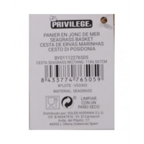 Cestino Multiuso Privilege Erba di mare Rettangolare 11 x 6,5 x 7 cm (24 Unità)