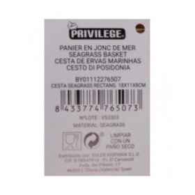 Cestino Multiuso Privilege Erba di mare Rettangolare 18 x 13 x 8 cm 18 x 11 x 8 cm (24 Unità)