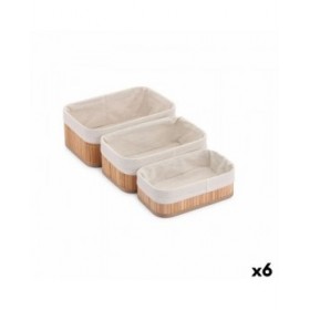 Set di Cesti Confortime Naturale Bambù (3 Pezzi) (6 Unità)