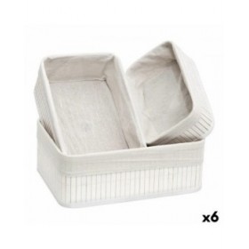 Set di Cesti Confortime Bianco Bambù (3 Pezzi) (6 Unità)