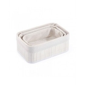 Set di Cesti Confortime Bianco Bambù (3 Pezzi) (6 Unità)