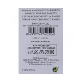Set di Cesti Confortime Bianco Bambù (3 Pezzi) (6 Unità)