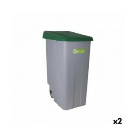 Secchio Spazzatura con Ruote Denox 110 L Verde 58 x 41 x 89 cm (2 Unità)