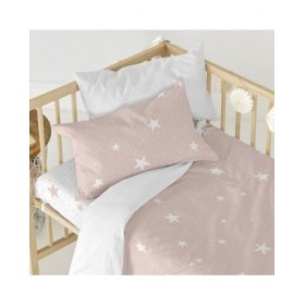 Lenzuolo con angoli HappyFriday BASIC KIDS Bianco Rosa 60 x 120 x 14 cm Stelle