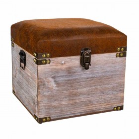 Sgabello Alexandra House Living Marrone Poliuretano Legno MDF 30 x 28 x 30 cm