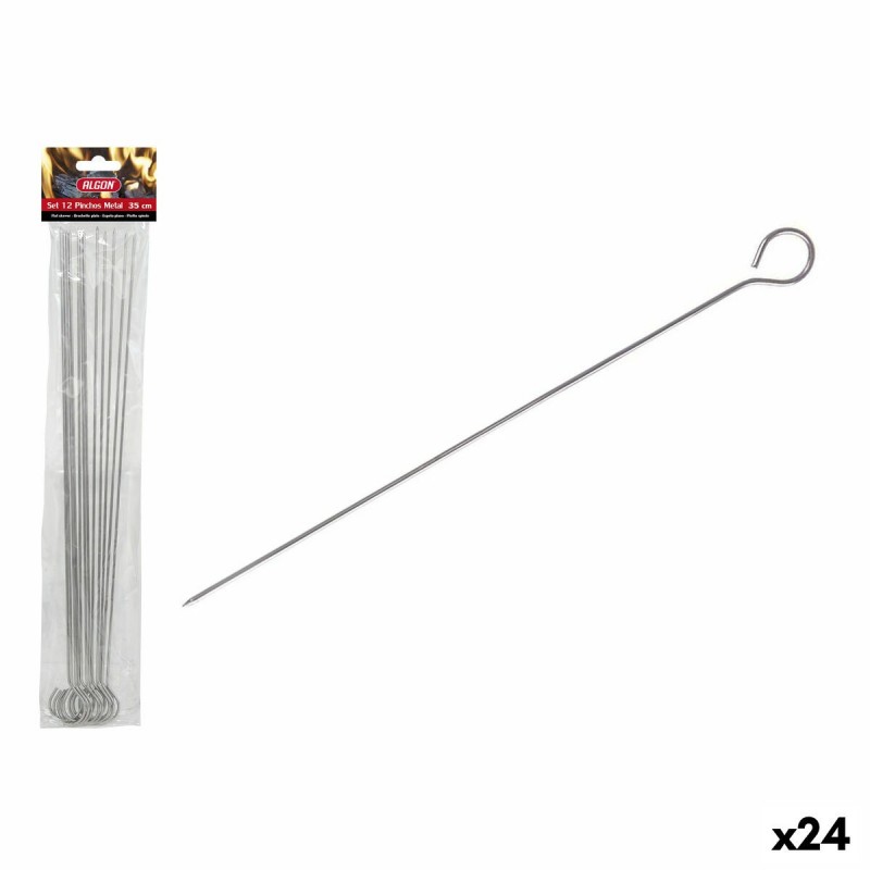 Set di Spiedini per Barbecue Algon Metallo 35 cm 12 Pezzi (24 Unità)