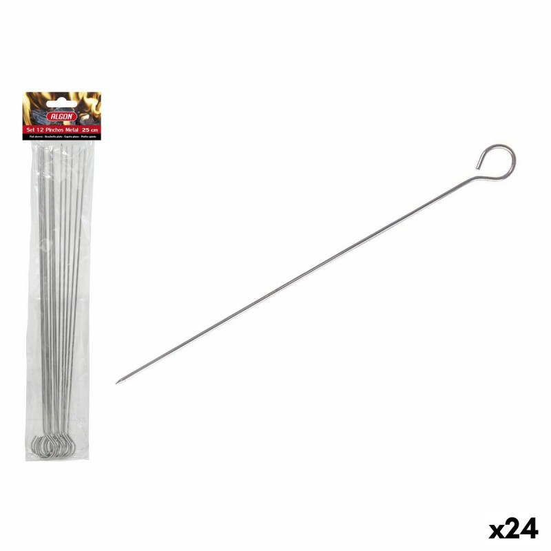 Set di Spiedini per Barbecue Algon Metallo 25 cm 12 Pezzi (24 Unità)