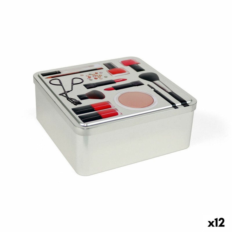 Scatola Multiuso Confortime Make-Up Metallo 19,7 x 19,7 x 8 cm (12 Unità)