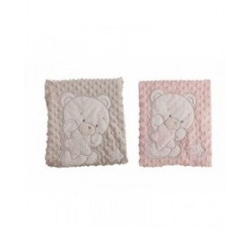 Coperta per Neonato Orso Rosa Ricamo Doppia
