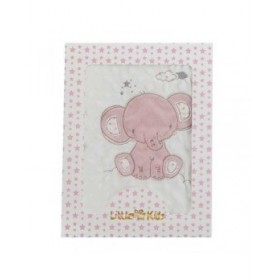 Coperta per Neonato Elefante Rosa Ricamo Double-face 100 x 75 cm