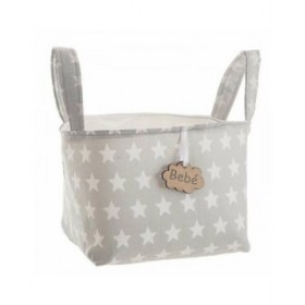 Cestino Grigio Stelle Con manici 17 x 13,5 x 20 cm