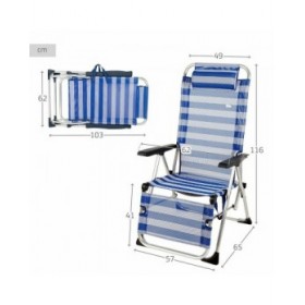 Lettino reclinabile Aktive Azzurro Bianco 149 x 49 x 78 cm textilene Alluminio