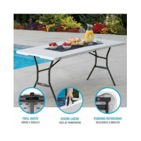Tavolo Pieghevole Lifetime Bianco Rettangolare Acciaio Plastica 185 x 76 x 74 cm