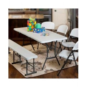 Tavolo Pieghevole Lifetime Bianco Rettangolare Acciaio Plastica 185 x 76 x 74 cm