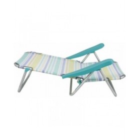 Sedia Pieghevole con Poggiatesta 80 x 65 x 45 cm Multiposizione A strisce