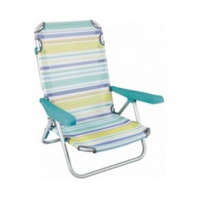 Sedia Pieghevole con Poggiatesta 80 x 65 x 45 cm Multiposizione A strisce