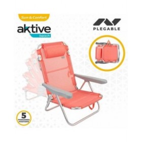 Sedia Pieghevole Aktive Flamingo Rosa 48 x 46 x 84 cm 47 x 63 x 99 cm Spiaggia Cuscino Borsa Portaoggetti Sottobicchieri