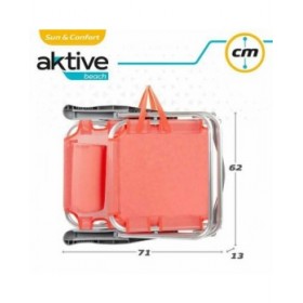 Sedia Pieghevole Aktive Flamingo Rosa 48 x 46 x 84 cm 47 x 63 x 99 cm Spiaggia Cuscino Borsa Portaoggetti Sottobicchieri