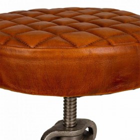 Sgabello Alexandra House Living Marrone Pelle Legno Ferro 31 x 46 x 31 cm