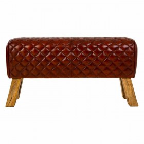 Panca Alexandra House Living Pelle Legno di mango 46 x 35 x 89 cm
