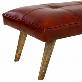 Panca Alexandra House Living Rosso Pelle Legno di mango 53 x 38 x 115 cm