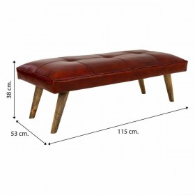 Panca Alexandra House Living Rosso Pelle Legno di mango 53 x 38 x 115 cm