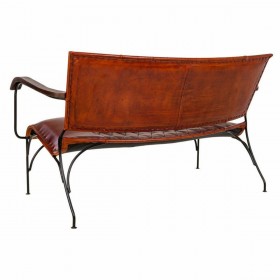 Panca Alexandra House Living Pelle Ferro Legno di mango 71 x 76 x 127 cm