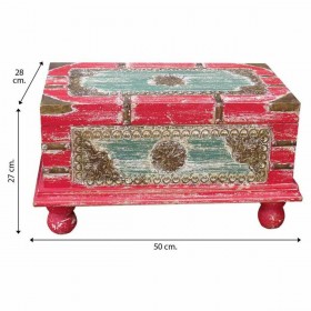 Baule Alexandra House Living Rosso Legno di mango 28 x 27 x 50 cm Stile artigianale