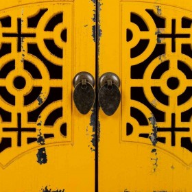 Cassettiera multiuso Alexandra House Living Giallo Legno di abete Legno MDF 40 x 50 x 120 cm