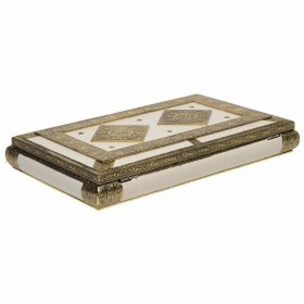Scatola-Portagioie Alexandra House Living Bianco Alluminio Legno MDF 25 x 6 x 38 cm