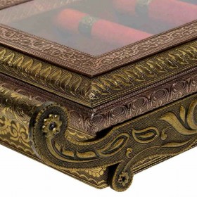 Scatola-Portagioie Alexandra House Living Rame Vetro Alluminio Legno MDF 25 x 12 x 43 cm