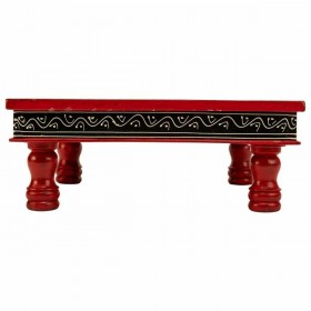 Tavolo aggiuntivo Alexandra House Living Rosso Alluminio Legno MDF 38 x 14 x 38 cm