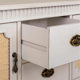 Credenza Alexandra House Living Bianco Rattan Legno di abete 36 x 82 x 108 cm