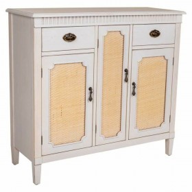 Credenza Alexandra House Living Bianco Rattan Legno di abete 36 x 88 x 95 cm