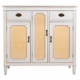 Credenza Alexandra House Living Bianco Rattan Legno di abete 36 x 88 x 95 cm