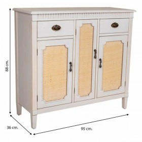 Credenza Alexandra House Living Bianco Rattan Legno di abete 36 x 88 x 95 cm
