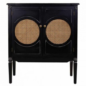 Ingresso Alexandra House Living Nero Rattan Legno di abete Legno MDF 38 x 90 x 80 cm