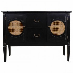 Credenza Alexandra House Living Nero Rattan Legno di abete 40 x 78 x 106 cm