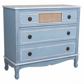 Cassettiera Alexandra House Living Azzurro Rattan Legno di abete Legno MDF 38 x 80 x 90 cm