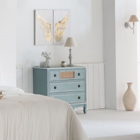 Cassettiera Alexandra House Living Azzurro Rattan Legno di abete Legno MDF 38 x 80 x 90 cm