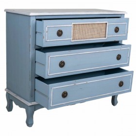 Cassettiera Alexandra House Living Azzurro Rattan Legno di abete Legno MDF 38 x 80 x 90 cm