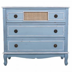 Cassettiera Alexandra House Living Azzurro Rattan Legno di abete Legno MDF 38 x 80 x 90 cm