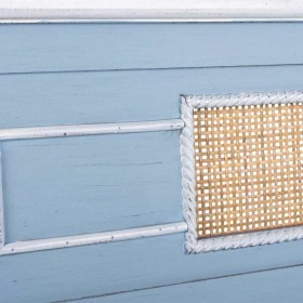Specchio da parete Alexandra House Living Azzurro Vetro Rattan Legno di abete 3 x 76 x 70 cm